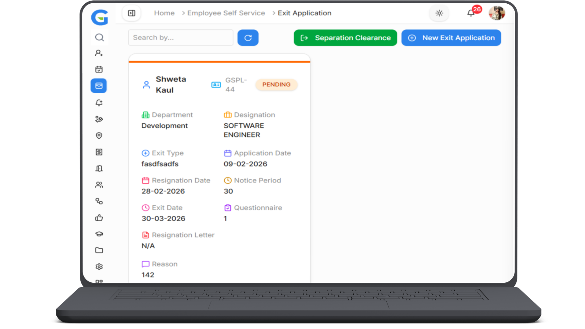 Exit Management screenshot